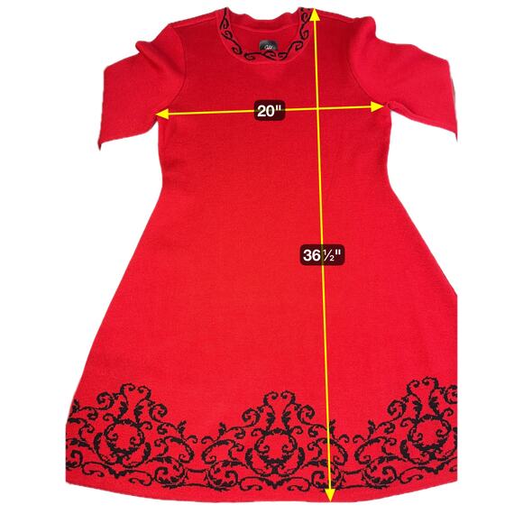 NWT JH Jessica Howard Red 3/4 Sleeve Knit Sweater Dress Holiday Womens Size XL - Picture 12 of 12